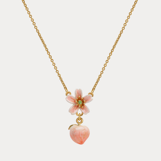 Peach Necklace With Flower