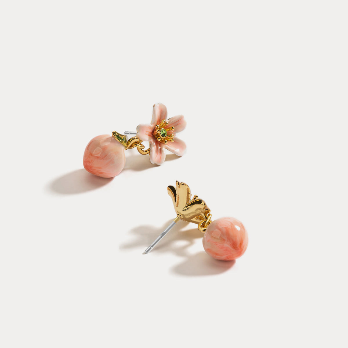 Peach Earrings With Flower