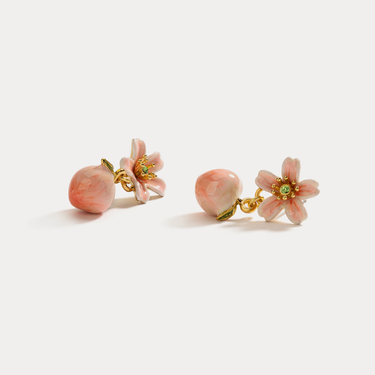 Peach Earrings With Flower