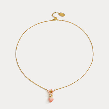 Peach Necklace With Flower