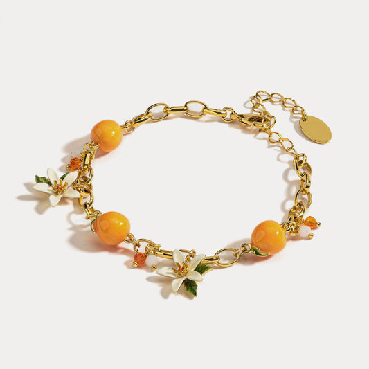 Orange Bracelet With Flowers