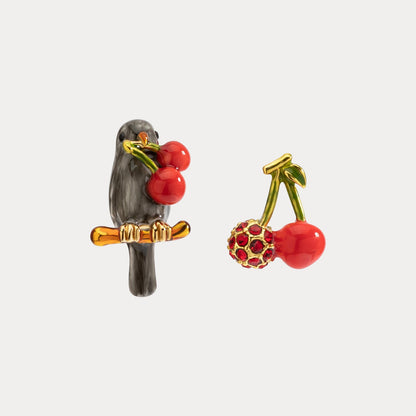 Cherry Bird Earrings