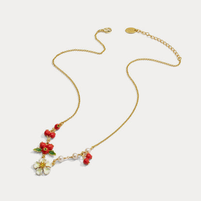 Cranberry Flowers Necklace