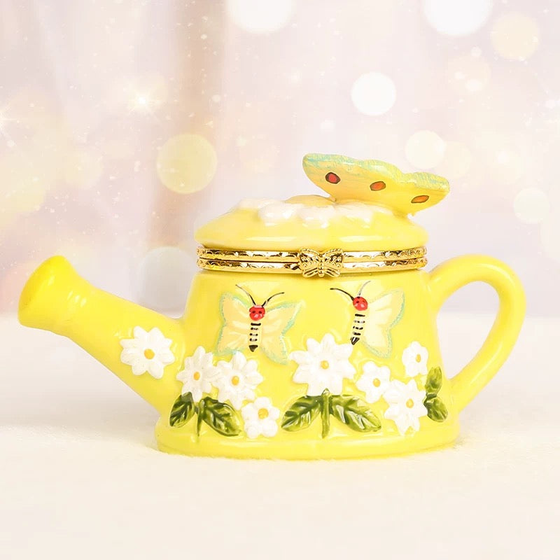 Butterfly Garden Teapot Trinket Box