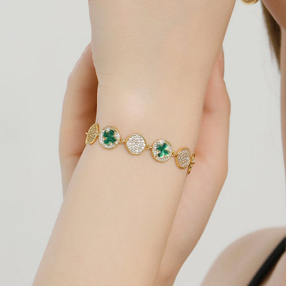 Four-Leaf Clover Coin Bracelet