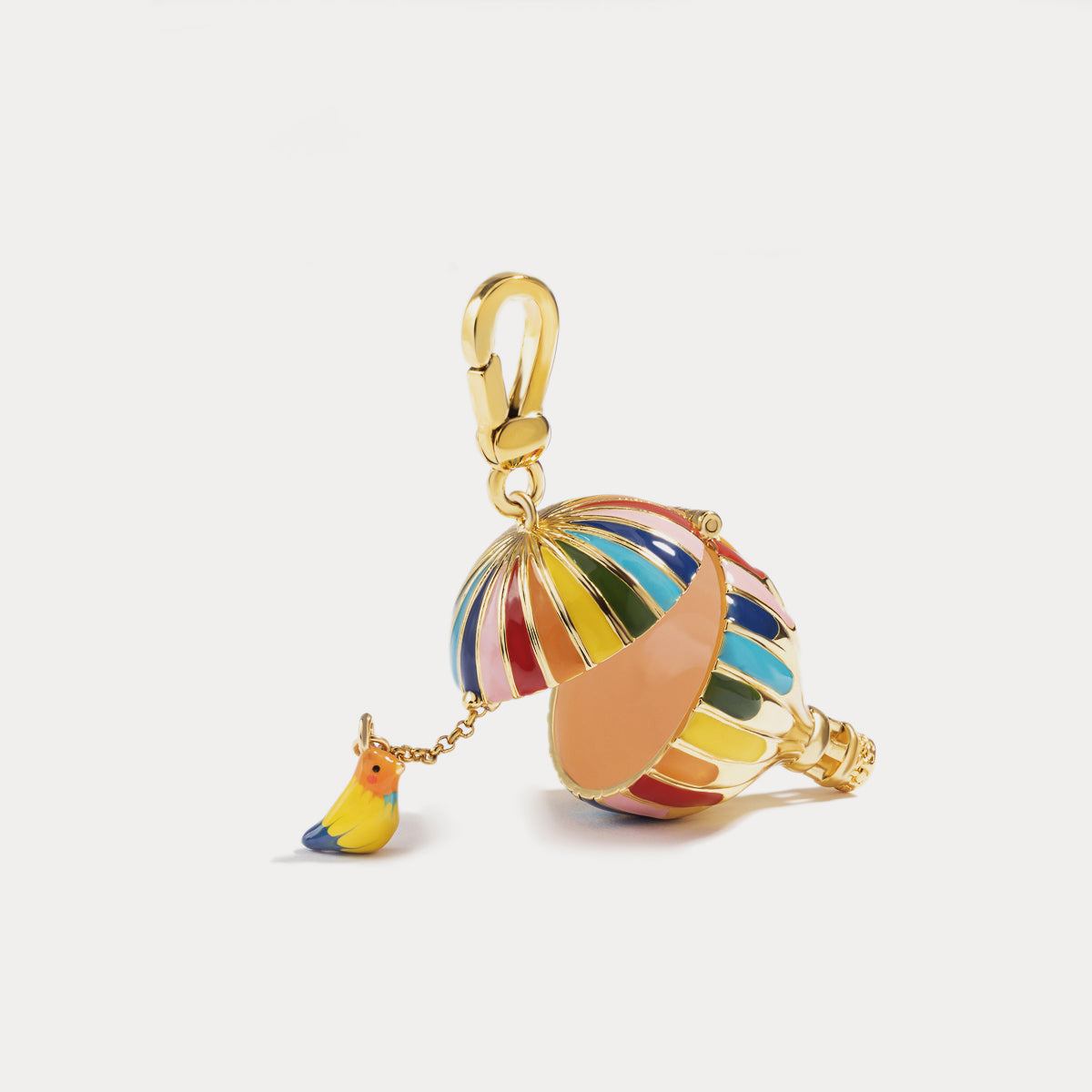 Hot Air Balloon Locket Pendant With Bird