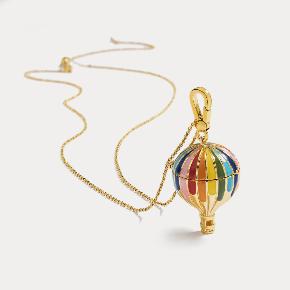 Hot Air Balloon Locket Pendant With Bird