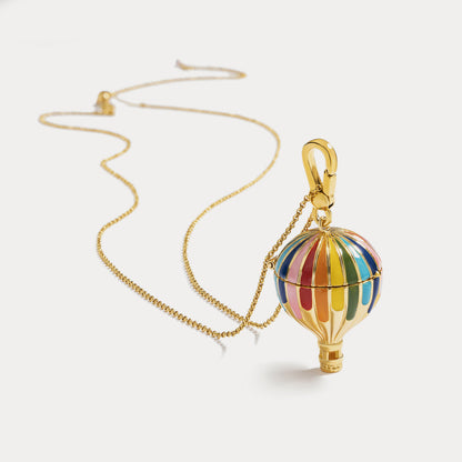 Hot Air Balloon Locket Pendant With Bird