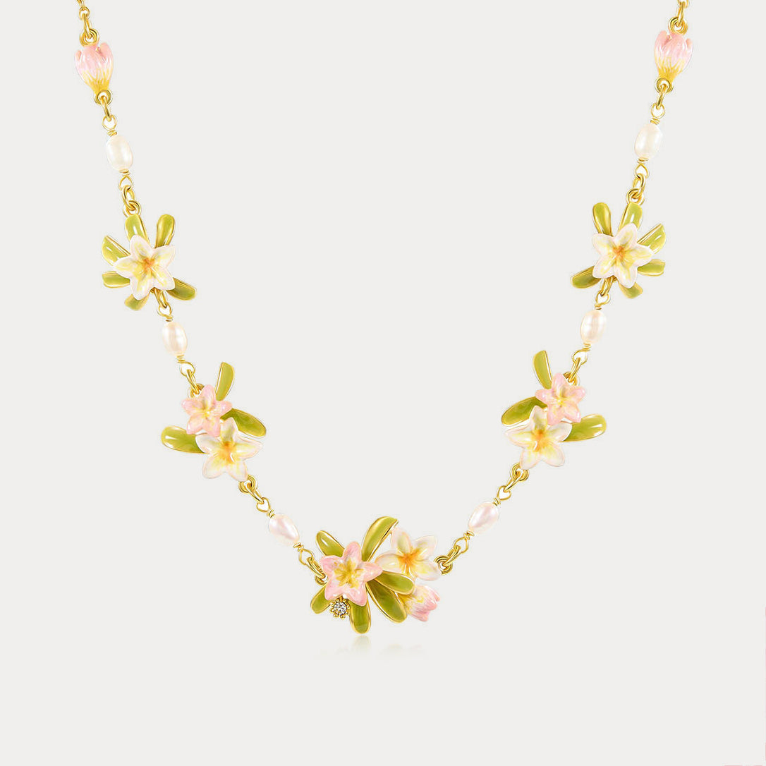 Plumeria Pearl Necklace