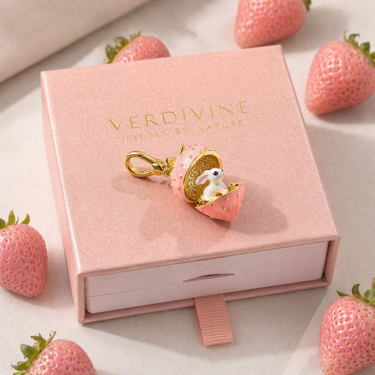 Strawberry Bunny Locket Pendant