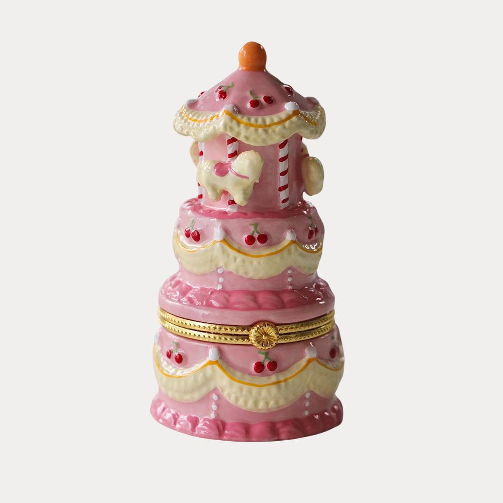 Pink Carousel Cake Trinket Box