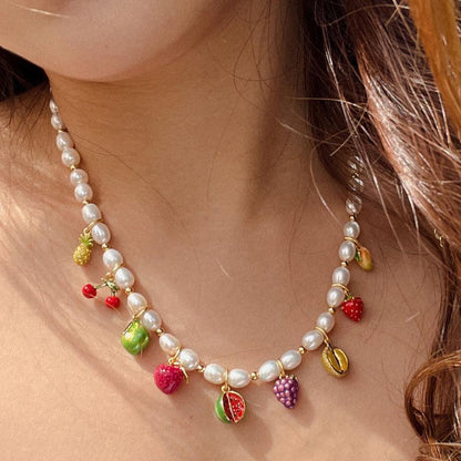 Fruit DIY Necklace With Pearls