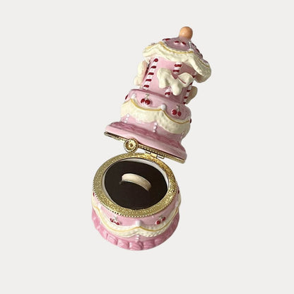 Pink Carousel Cake Trinket Box