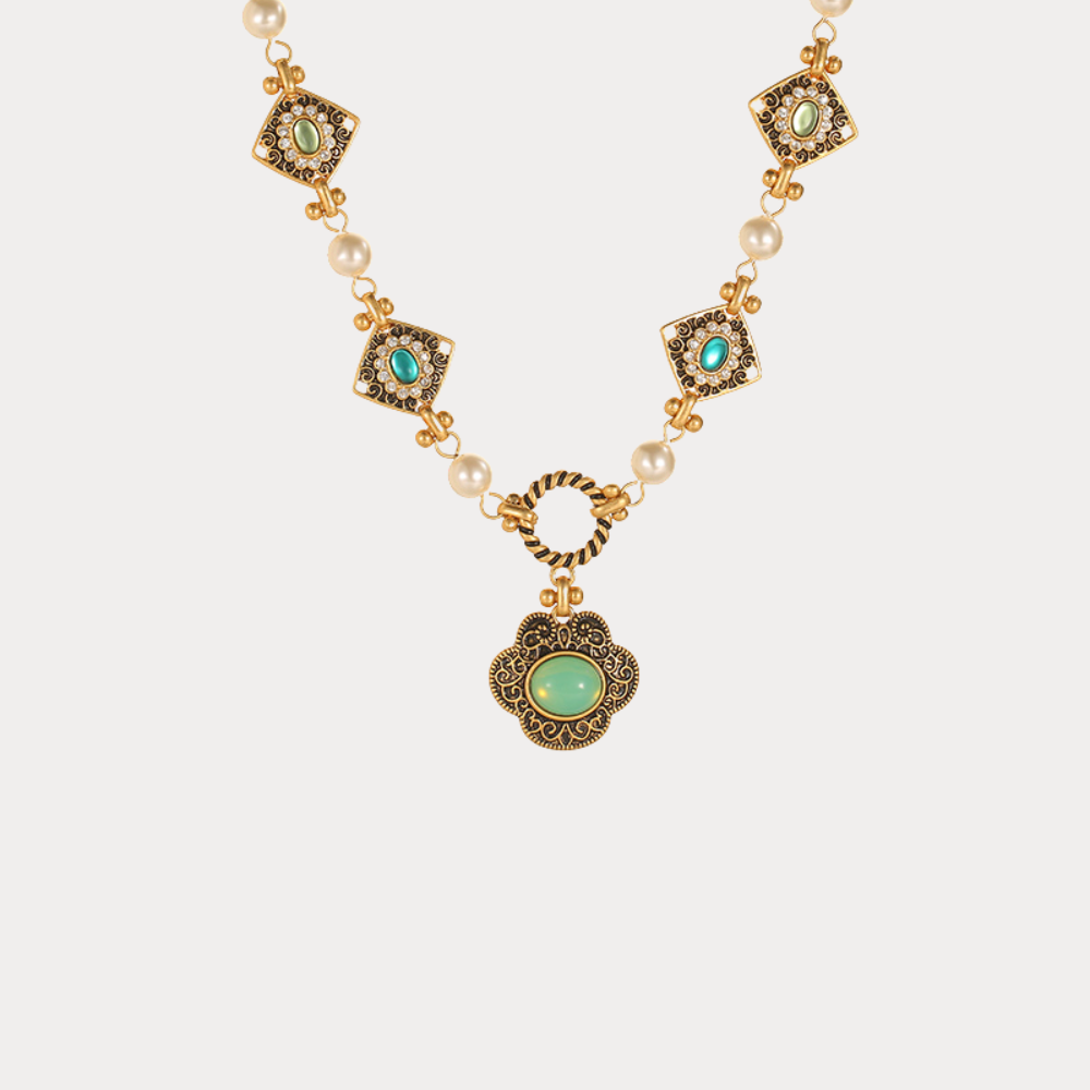 Vintage Green Gem Necklace