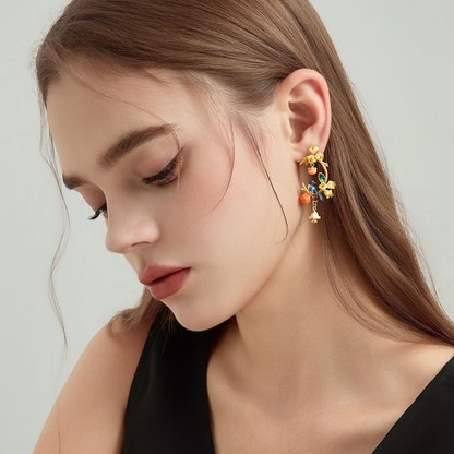Persimmon Magpie Hoop Earrings