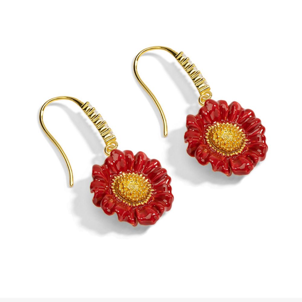 Red Daisy Earring