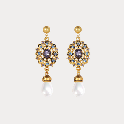 Vintage Royal Gem Drop Earrings