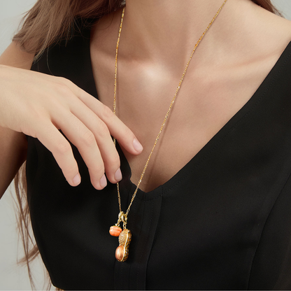 Peanut & Persimmon Pendant Necklace