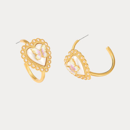 Butterfly Heart Hoop Earrings