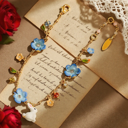 Cute Bunny With Flower Bracelet