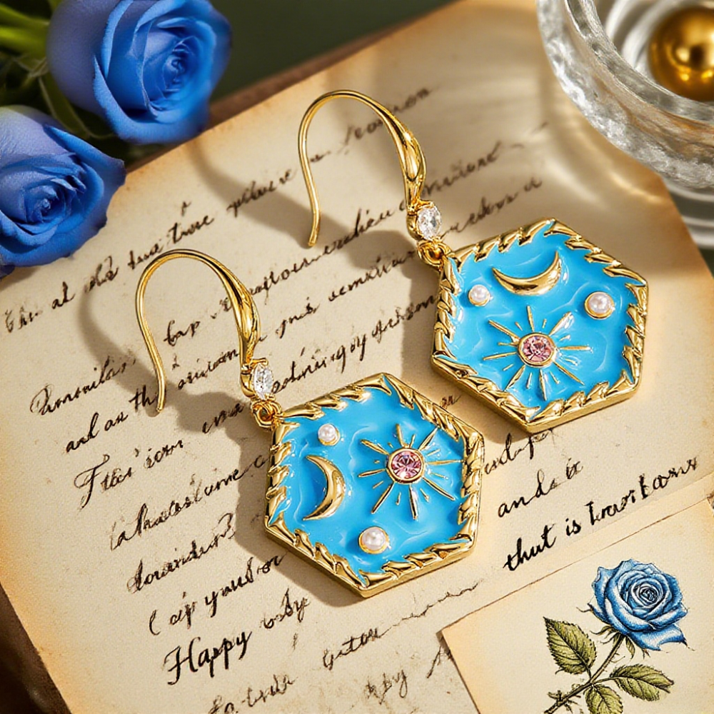 Moon Star Drop Earrings