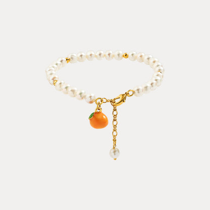 Orange Bracelet With Pearl