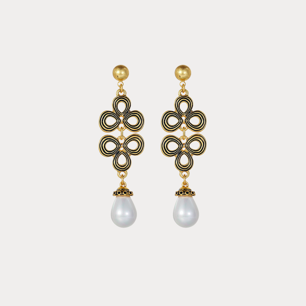 Vintage Triple Petal Charm Earrings