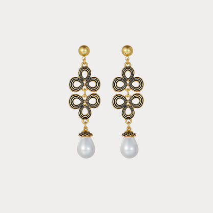 Vintage Triple Petal Charm Earrings