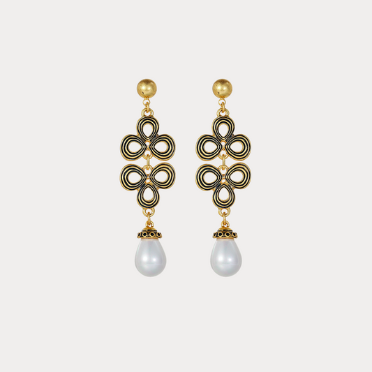 Vintage Triple Petal Charm Earrings