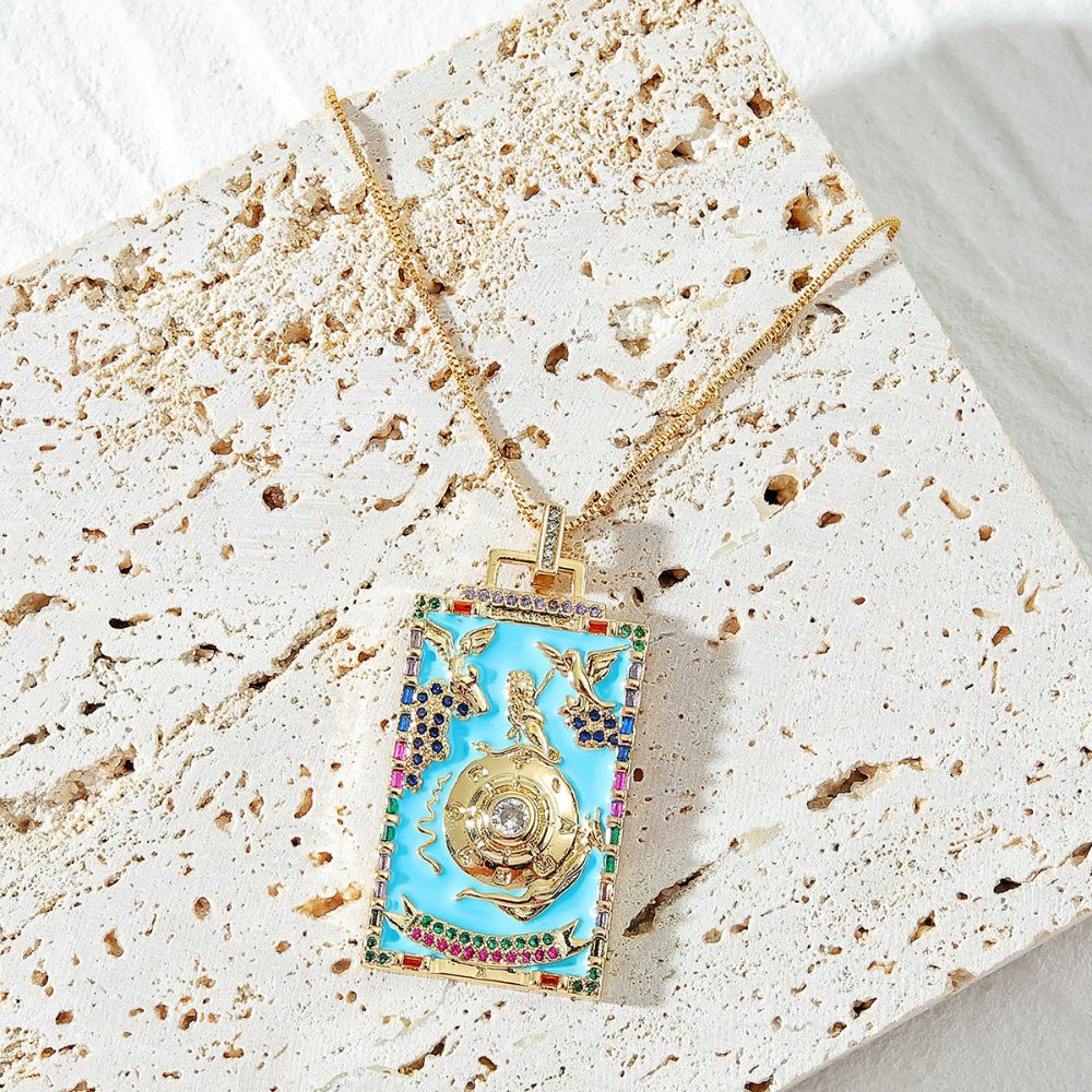 Tarot Card Necklace - Wheel of Fortune