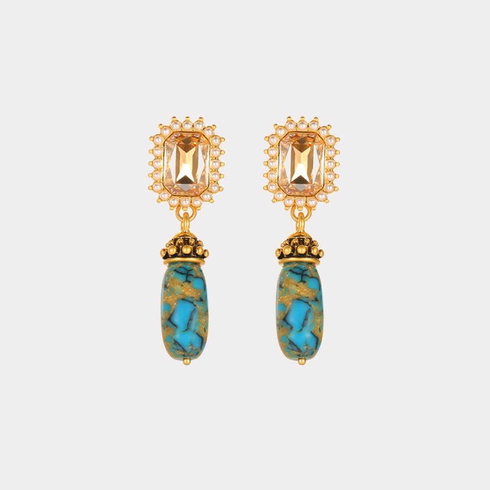 Vintage Ocean Gem Beaded Earrings