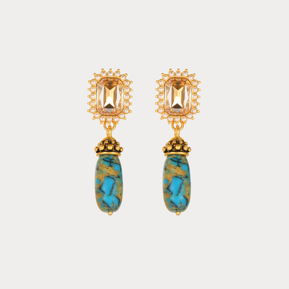 Vintage Ocean Gem Beaded Earrings