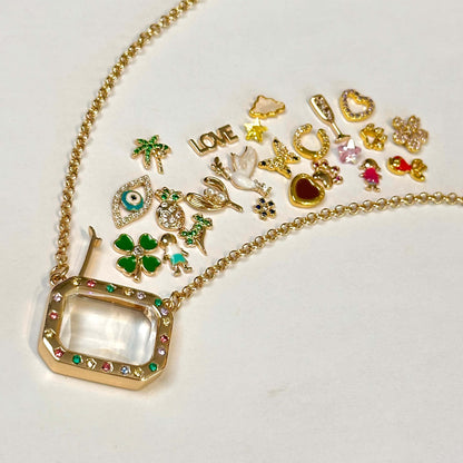 Personalized Rectangle Charm Box Necklace