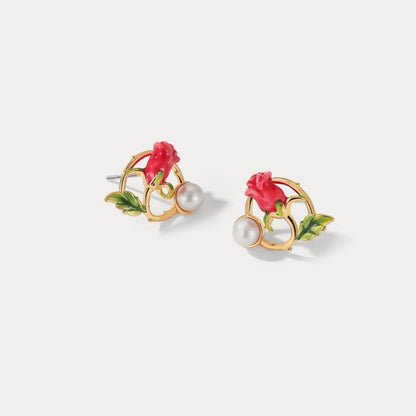 Red Rose Earrings