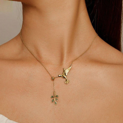 Hummingbird & Olive Branch Necklace