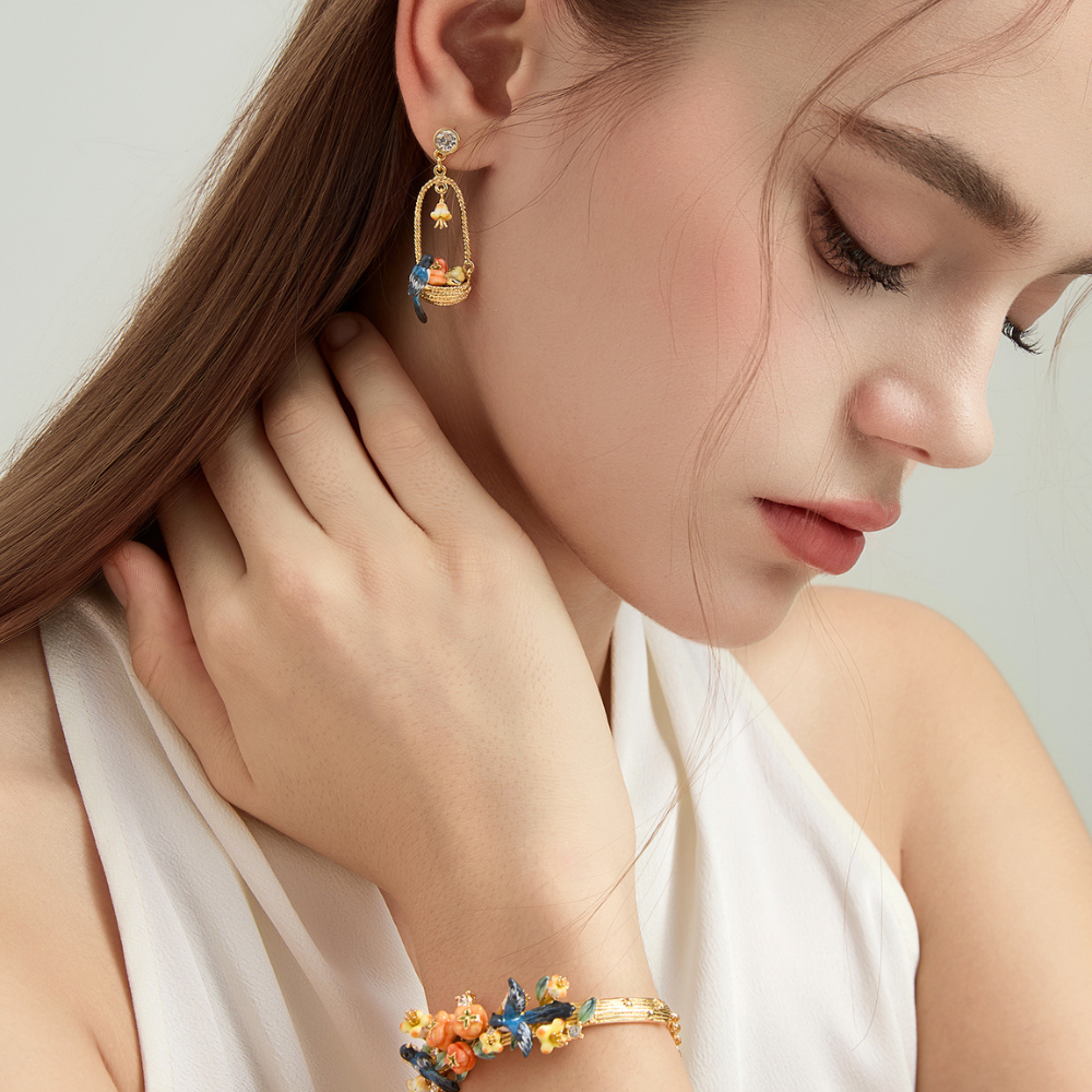 Persimmon Magpie Hoop Earrings