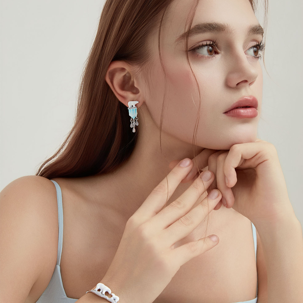 Polar Bear Tassel Earrings