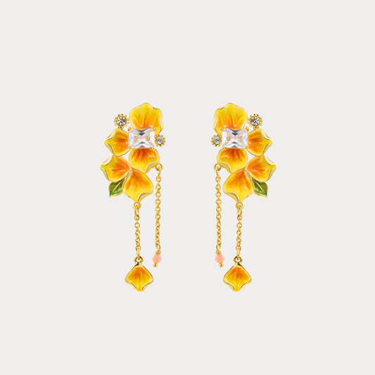 Golden Pansy Stud Earrings