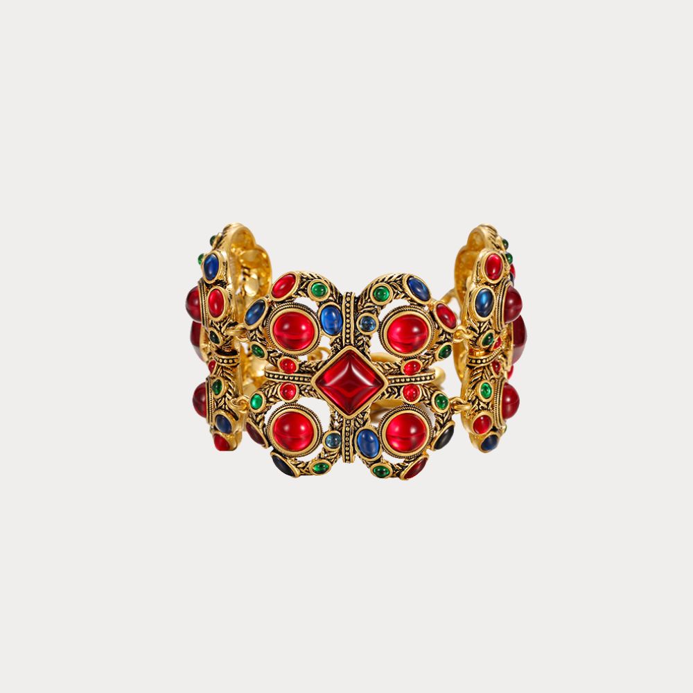 Vintage Scarlet Charm Cuff Bracelet