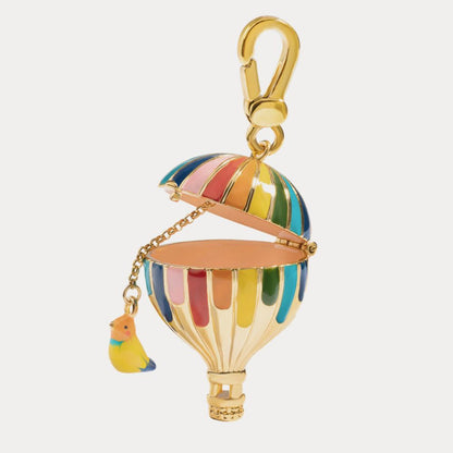 Hot Air Balloon Locket Pendant With Bird