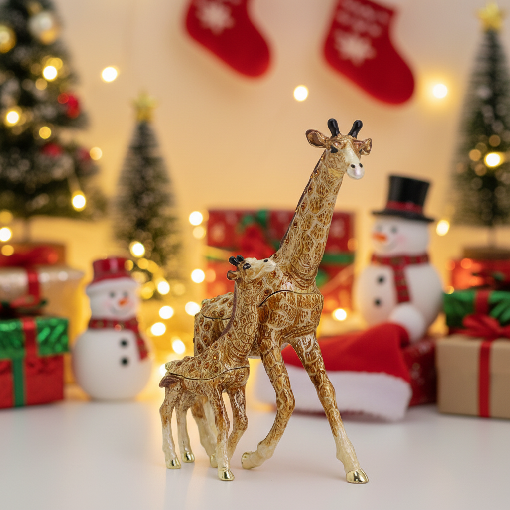 Mother & Baby Giraffe Trinket Box