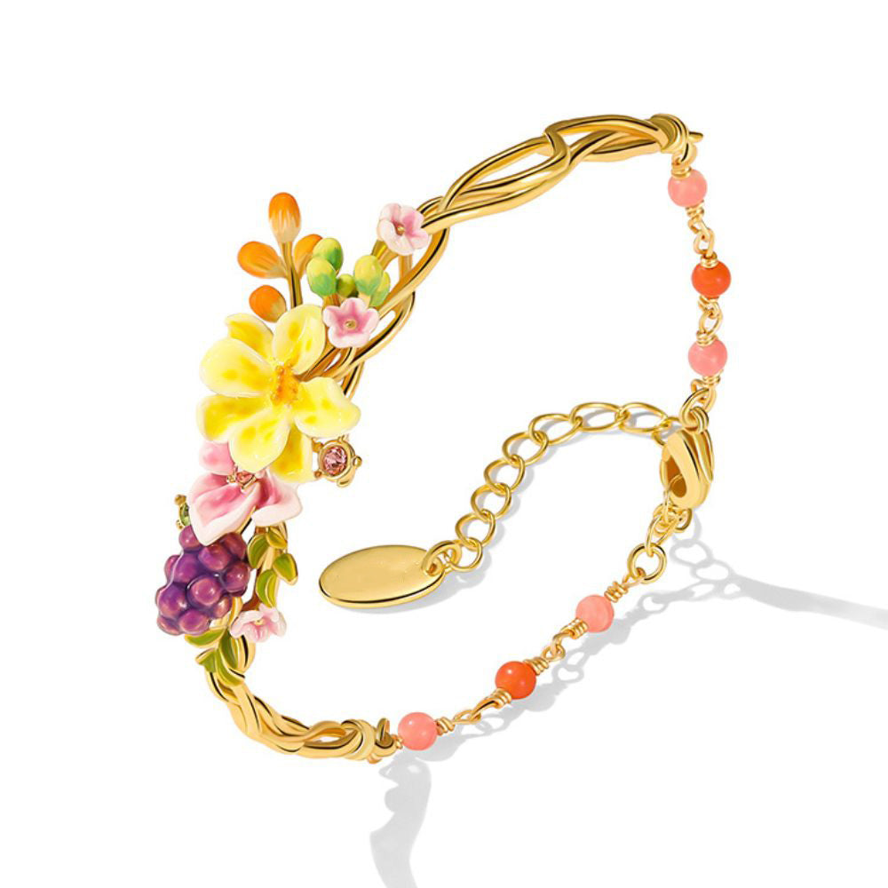 Sweet Grape Flower Cuff Bracelet