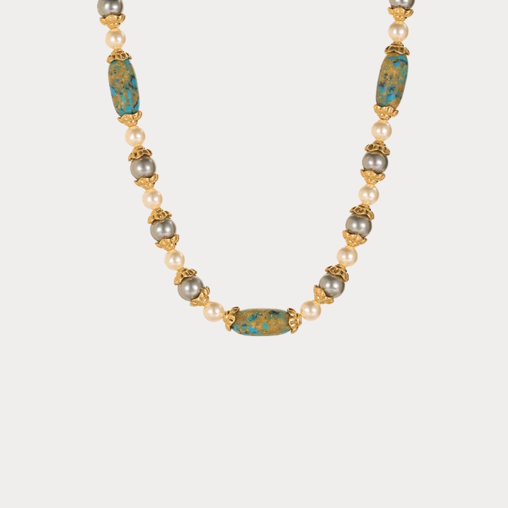 Vintage Ocean Gem Beaded Necklace