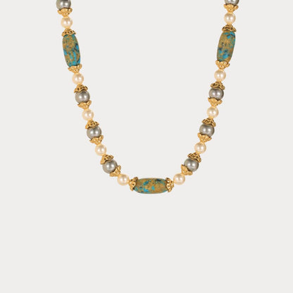 Vintage Ocean Gem Beaded Necklace