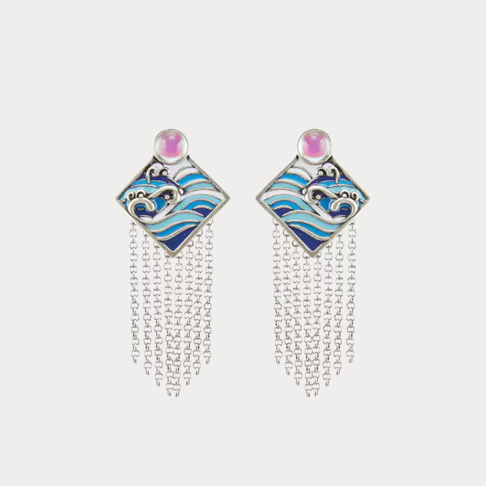 Moonlit Ocean Tassel Earrings
