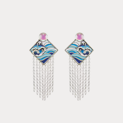Moonlit Ocean Tassel Earrings