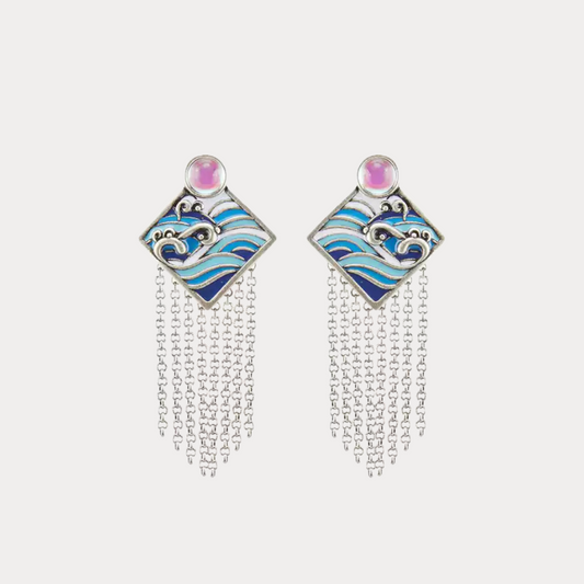 Moonlit Ocean Tassel Earrings