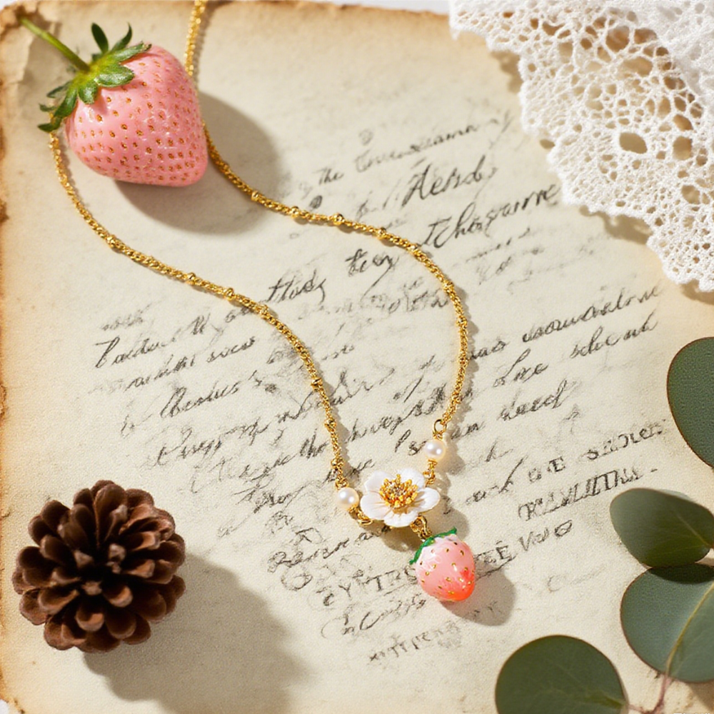 Pink Strawberry Necklace