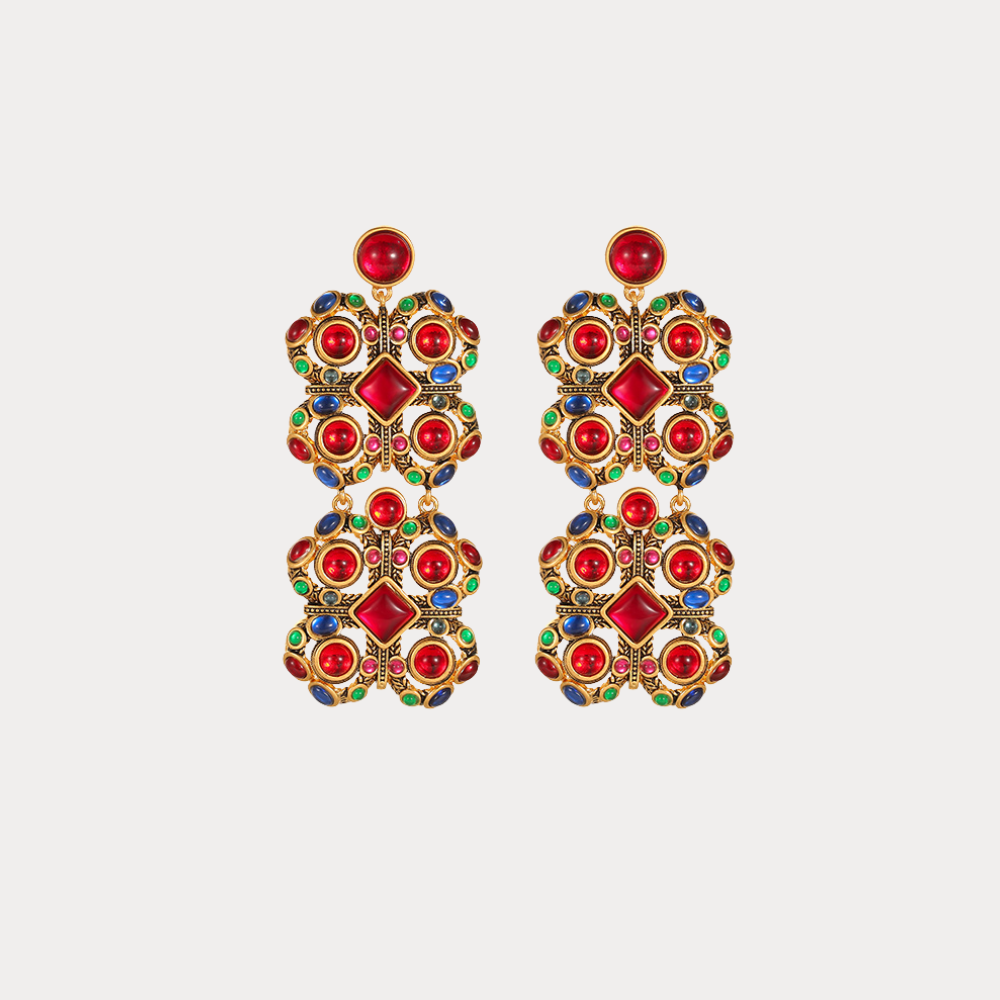 Vintage Scarlet Drop Earrings