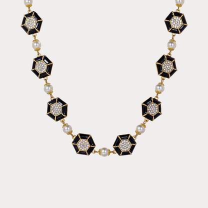 Vintage Hexagon Pearl Necklace